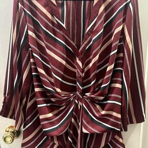 Chic Burgundy Striped Blouse